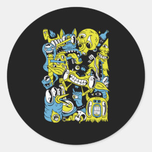 Halloween Monster Party Classic Round Sticker