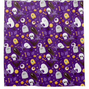 Halloween Monster Pattern Shower Curtain