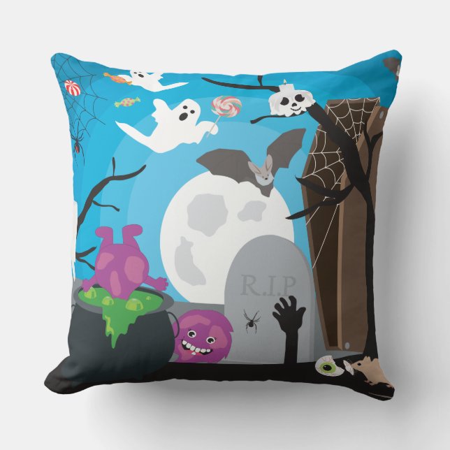 Halloween Monster Scene Cushion (Front)