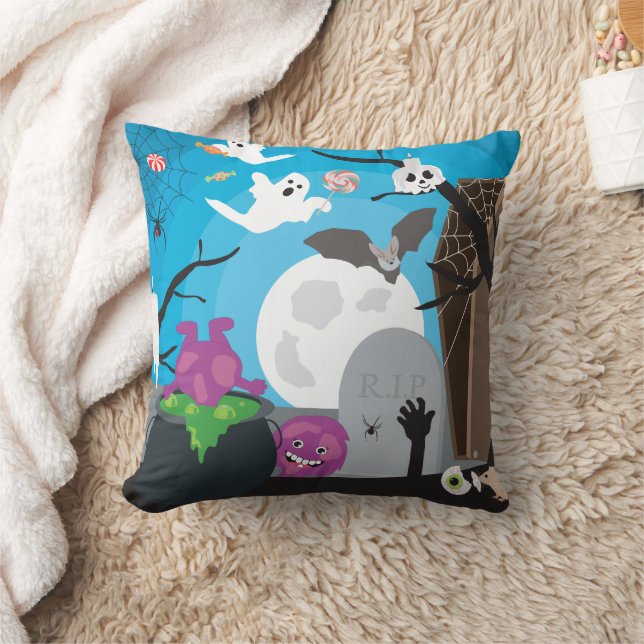 Halloween Monster Scene Cushion (Blanket)