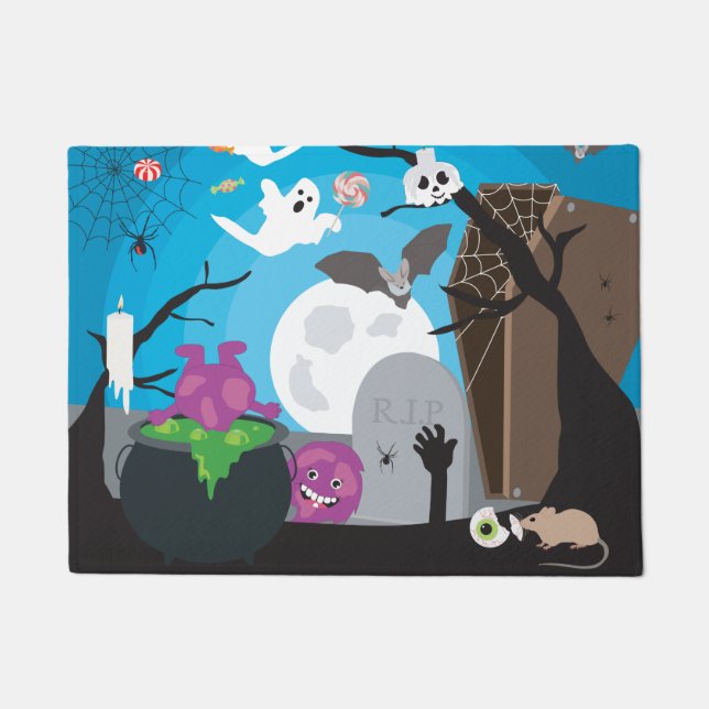 Halloween Monster Scene Doormat (Front)