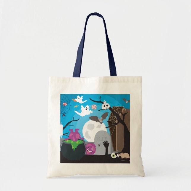 Halloween Monster Scene Tote Bag (Front)