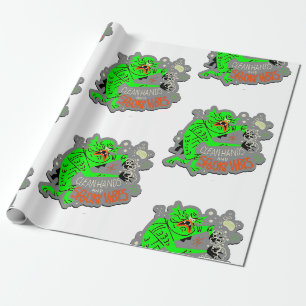 halloween monster spooky vibes covid wrapping paper
