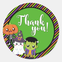Halloween Monster Thank You Party Favour Stickers