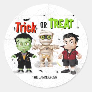 Halloween Monster Trick or Treat Classic Round Sticker