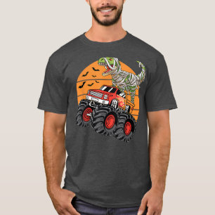 Halloween Monster Truck Crash Dinosaur T re  T-Shirt