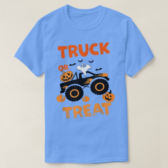 Halloween Monster Truck Crash Pumpkin Bats Spooky  T-Shirt (Design Front)