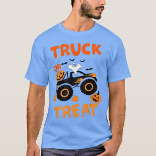 Halloween Monster Truck Crash Pumpkin Bats Spooky  T-Shirt