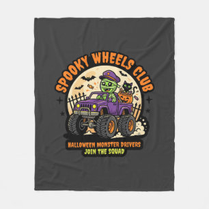 Halloween Monster Truck Night Fleece Blanket