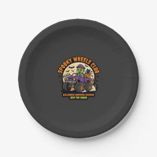 Halloween Monster Truck Night Paper Plate