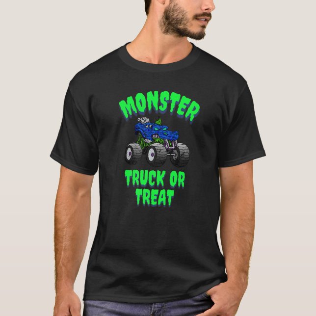 Halloween Monster Truck Or Treat Kids Boys Girls M T-Shirt (Front)