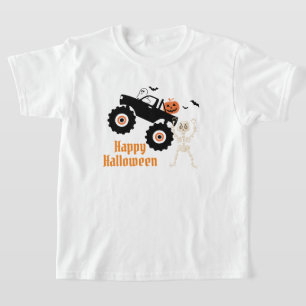 Halloween Monster Truck Personalise Text Boy's T-Shirt