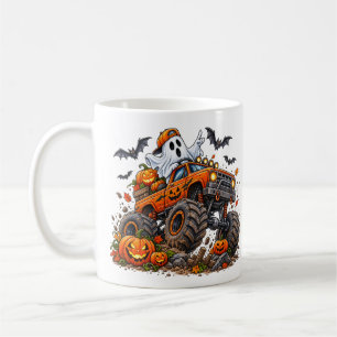 Halloween Monster Truck Pumpkin Ghost Driver Funny Coffee Mug