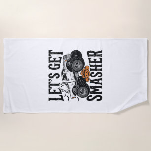 Halloween Monster Truck Smasher Vintage Shirt Desi Beach Towel