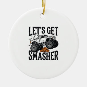 Halloween Monster Truck Smasher Vintage Shirt Desi Ceramic Tree Decoration