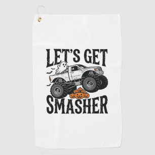 Halloween Monster Truck Smasher Vintage Shirt Desi Golf Towel
