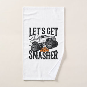 Halloween Monster Truck Smasher Vintage Shirt Desi Hand Towel