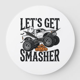 Halloween Monster Truck Smasher Vintage Shirt Desi Large Clock