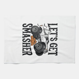 Halloween Monster Truck Smasher Vintage Shirt Desi Tea Towel