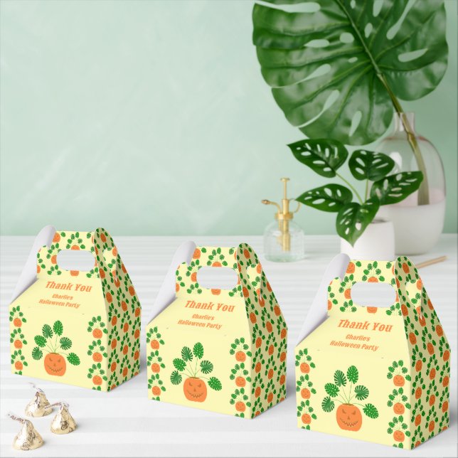 Halloween Monstera Plant in Pumpkin Custom Favour Box (Multiple)
