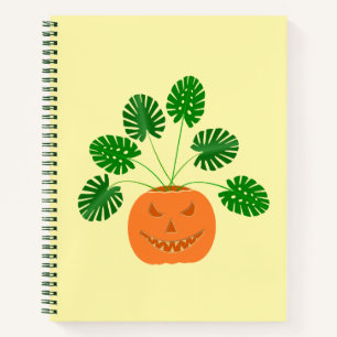 Halloween Monstera Plant in Pumpkin Notebook