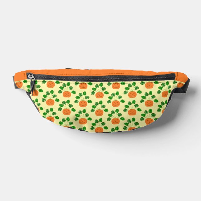 Halloween Monstera Plant in Pumpkin Patterned Bum Bags (Lay Down)
