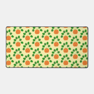 Halloween Monstera Plant in Pumpkin Patterned Desk Mat