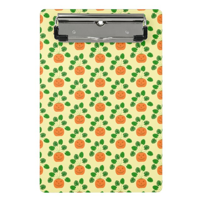 Halloween Monstera Plant in Pumpkin Patterned Mini Clipboard (Front)
