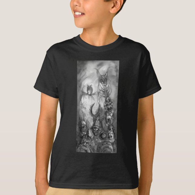 HALLOWEEN MONSTERS / ORK WAR Black White Fantasy T-Shirt (Front)