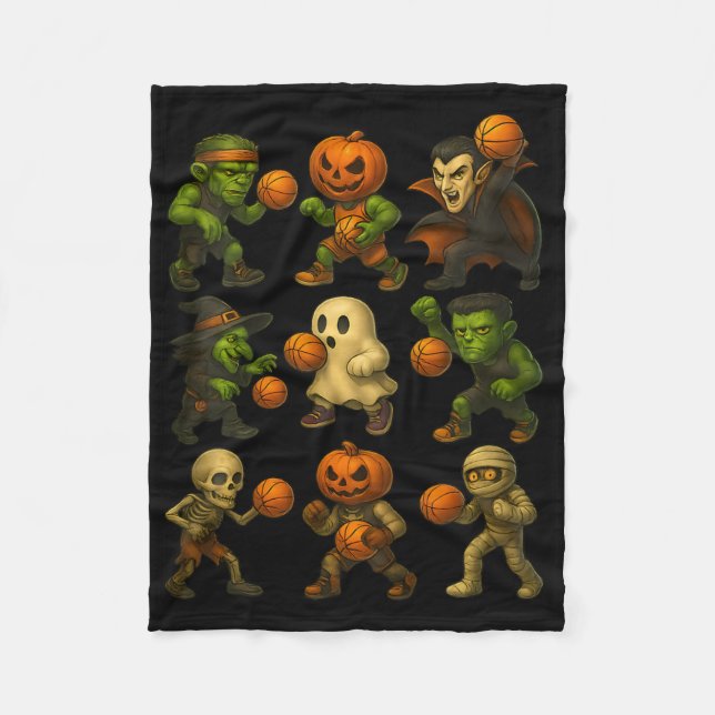 Halloween Monsters Playing Sketll Funny Costume 1  Fleece Blanket (Front)
