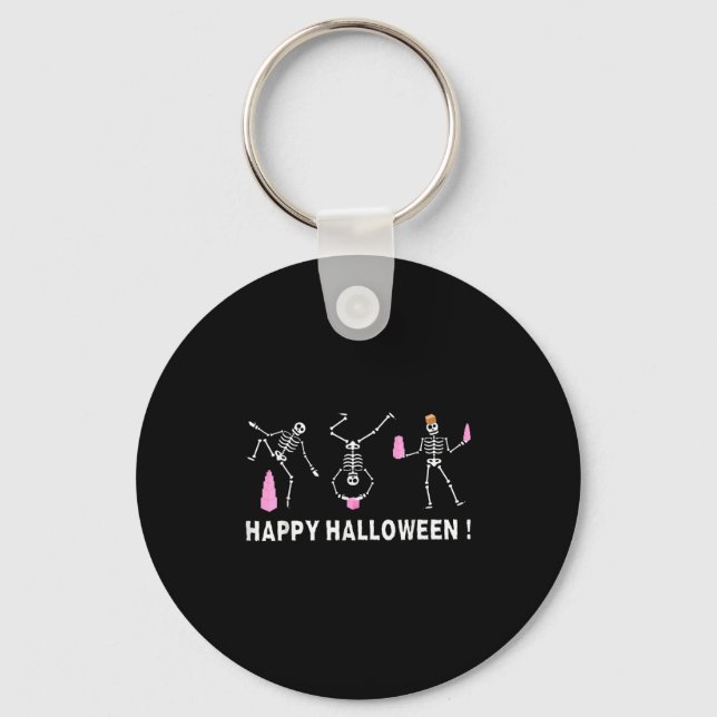 Halloween Montessori Teacher Skeleton Dancing Educ Key Ring (Front)