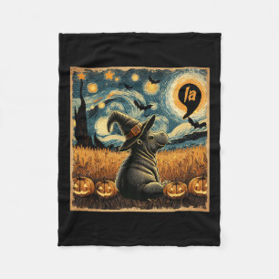 Halloween Moo Deng Witch Comma La Harris  Fleece Blanket