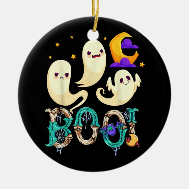 Halloween moon  40 ceramic tree decoration (Front)