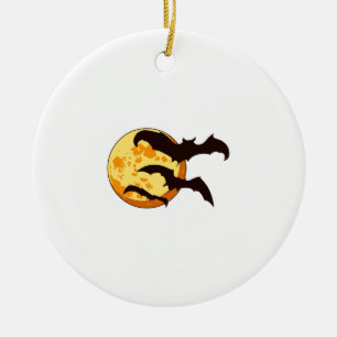 Halloween Moon & Bats Ceramic Tree Decoration