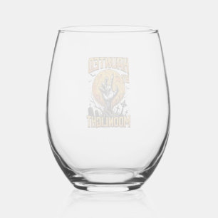 Halloween Moon Graveyard Vintage Engraving Shirt_1 Stemless Wine Glass