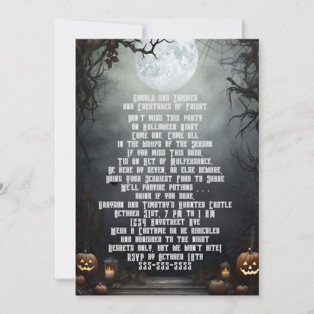 Halloween Moon Invitation (Front)