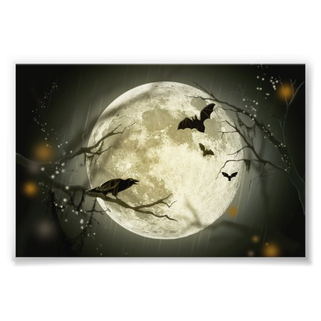 Halloween Moon Spooky Crows Photo Print (Front)