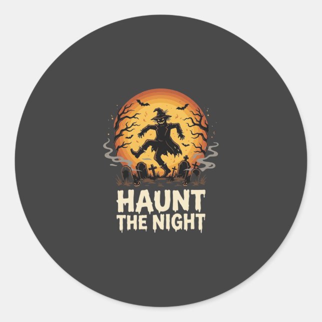 Halloween Moon Trickster Night Classic Round Sticker (Front)