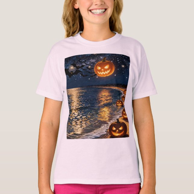 Halloween Moonlight Beach T-Shirt (Front)