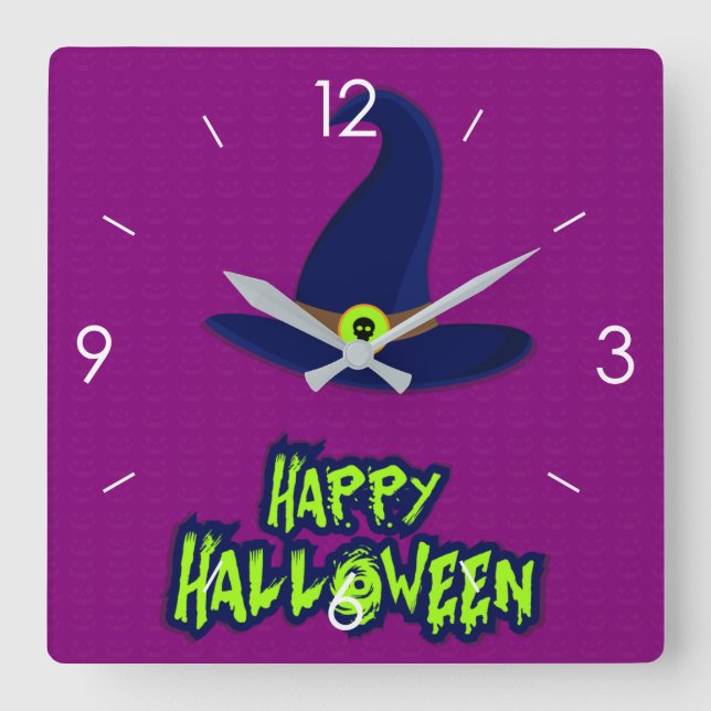 Halloween Moonlight Haunted House Square Wall Cloc Clock (Front)
