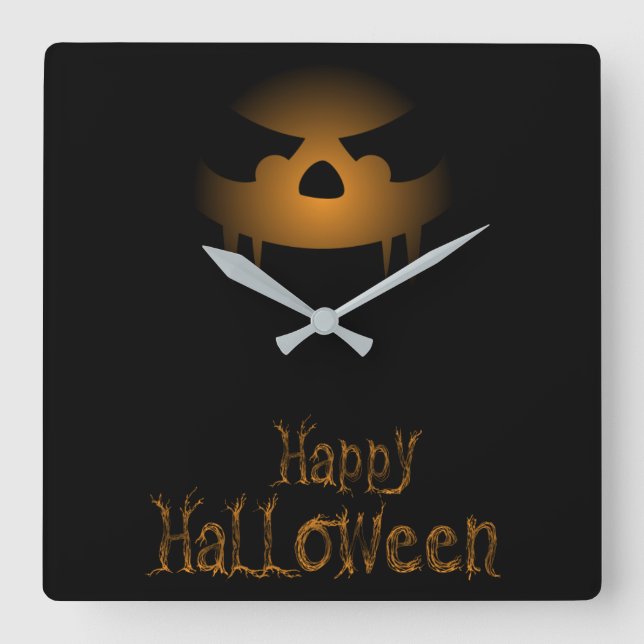 Halloween Moonlight Haunted House Square Wall Cloc Clock (Front)