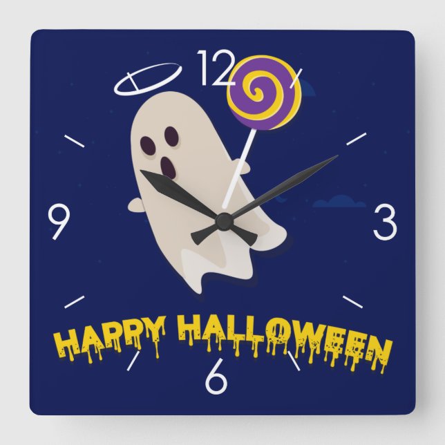 Halloween Moonlight Haunted House Square Wall Cloc Square Wall Clock (Front)