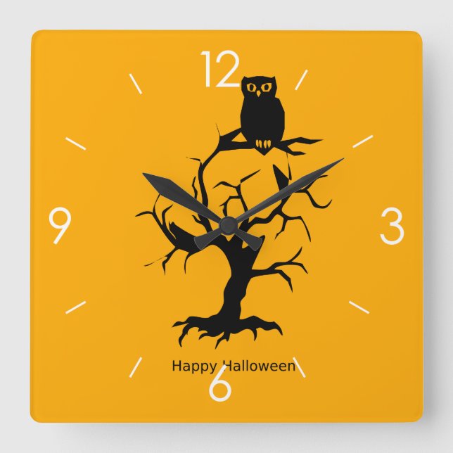 Halloween Moonlight Haunted House Square Wall Cloc Square Wall Clock (Front)