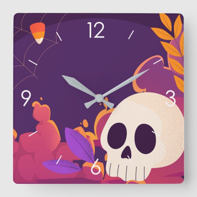 Halloween Moonlight Haunted House Square Wall Cloc Square Wall Clock (Front)