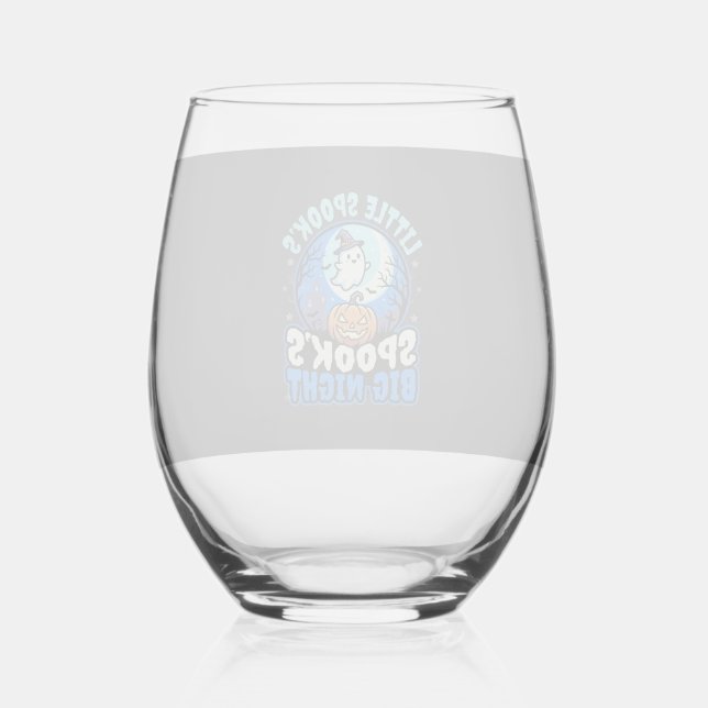 Halloween Moonlit Baby Ghost Stemless Wine Glass (Front)