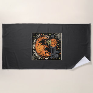 Halloween Moonlit Cat Haunt_2 Beach Towel