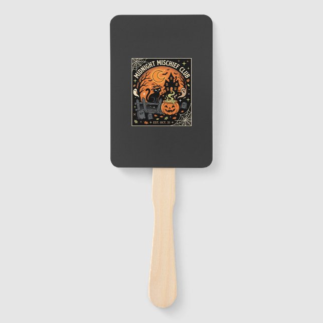 Halloween Moonlit Cat Haunt_2 Hand Fan (Front)