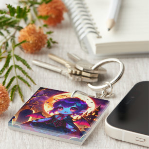 Halloween - Moonlit chibi vampire Key Ring