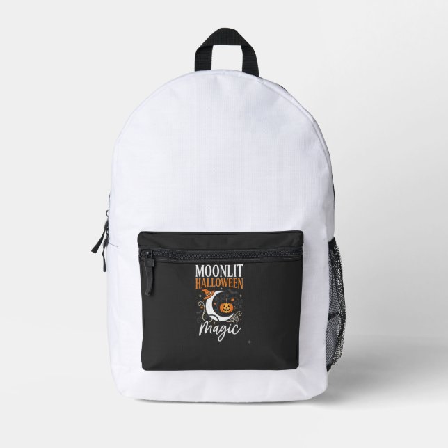 Halloween Moonlit October Magic Printed Backpack (Front)