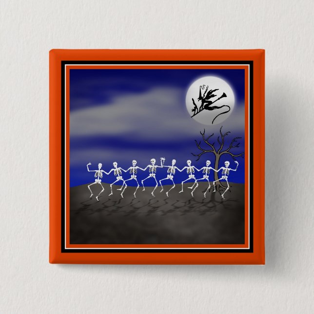 Halloween Moonlit Party Scene 15 Cm Square Badge (Front)